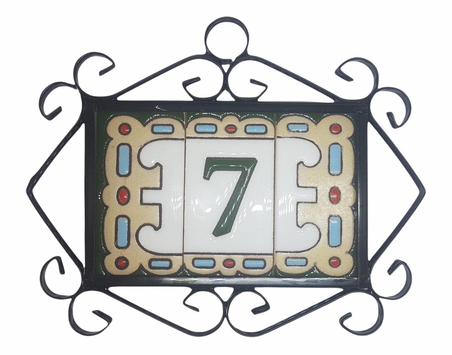 Hand-painted Mini-Green Ceramic House Number Tiles 7.5 x 3.7 cm