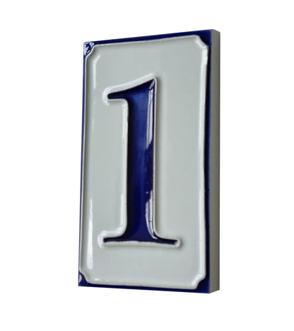 Hand-painted Italian-styled Blue and White Ceramic Custom House Address Numbers Tiles 11 x7 cm
