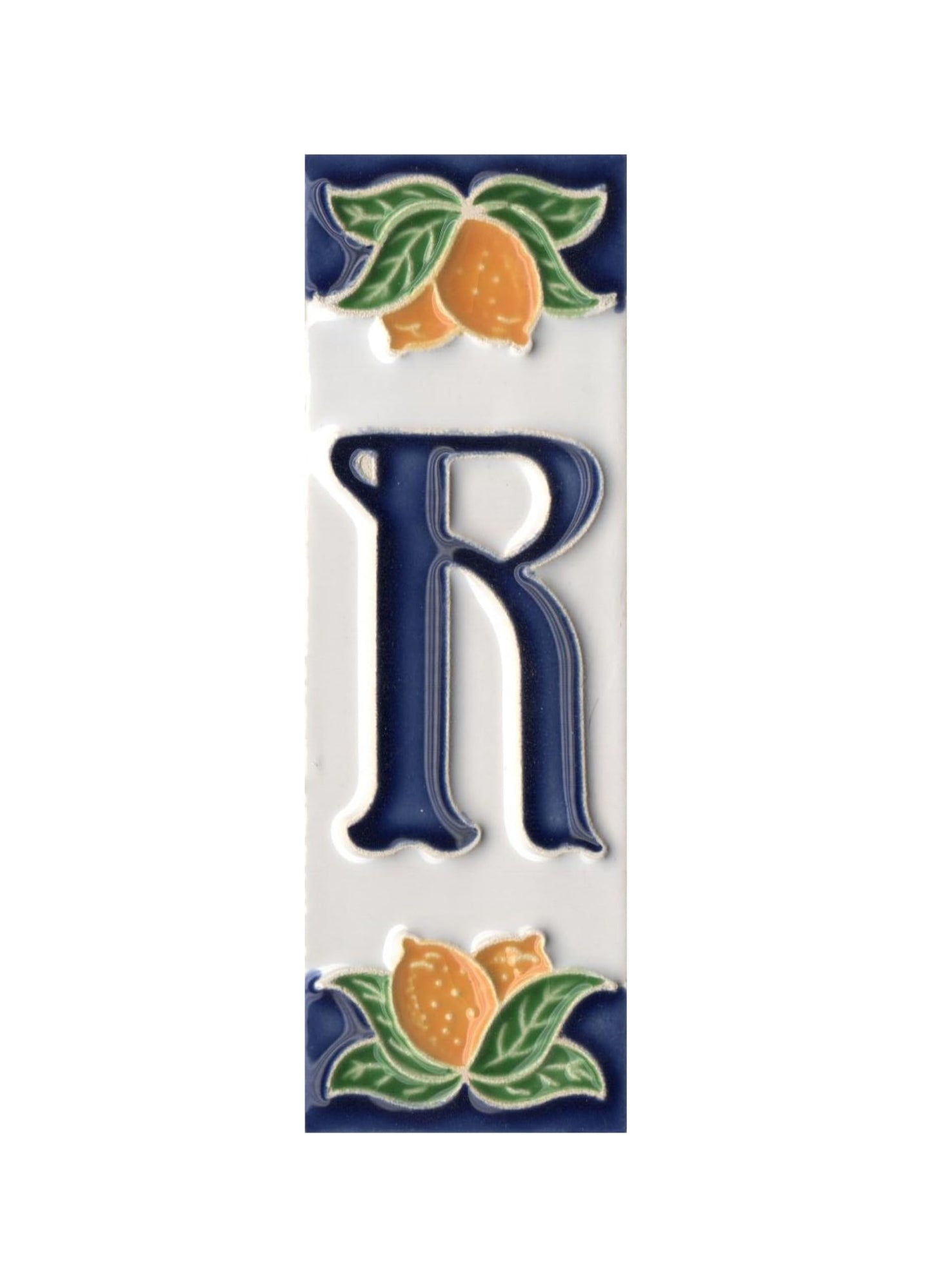 Italian Ceramic Lemon House Numbers & Letters Tiles 10 x 3.3 cm