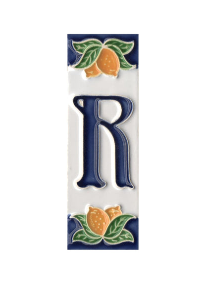 Italian Ceramic Lemon House Numbers & Letters Tiles 10 x 3.3 cm