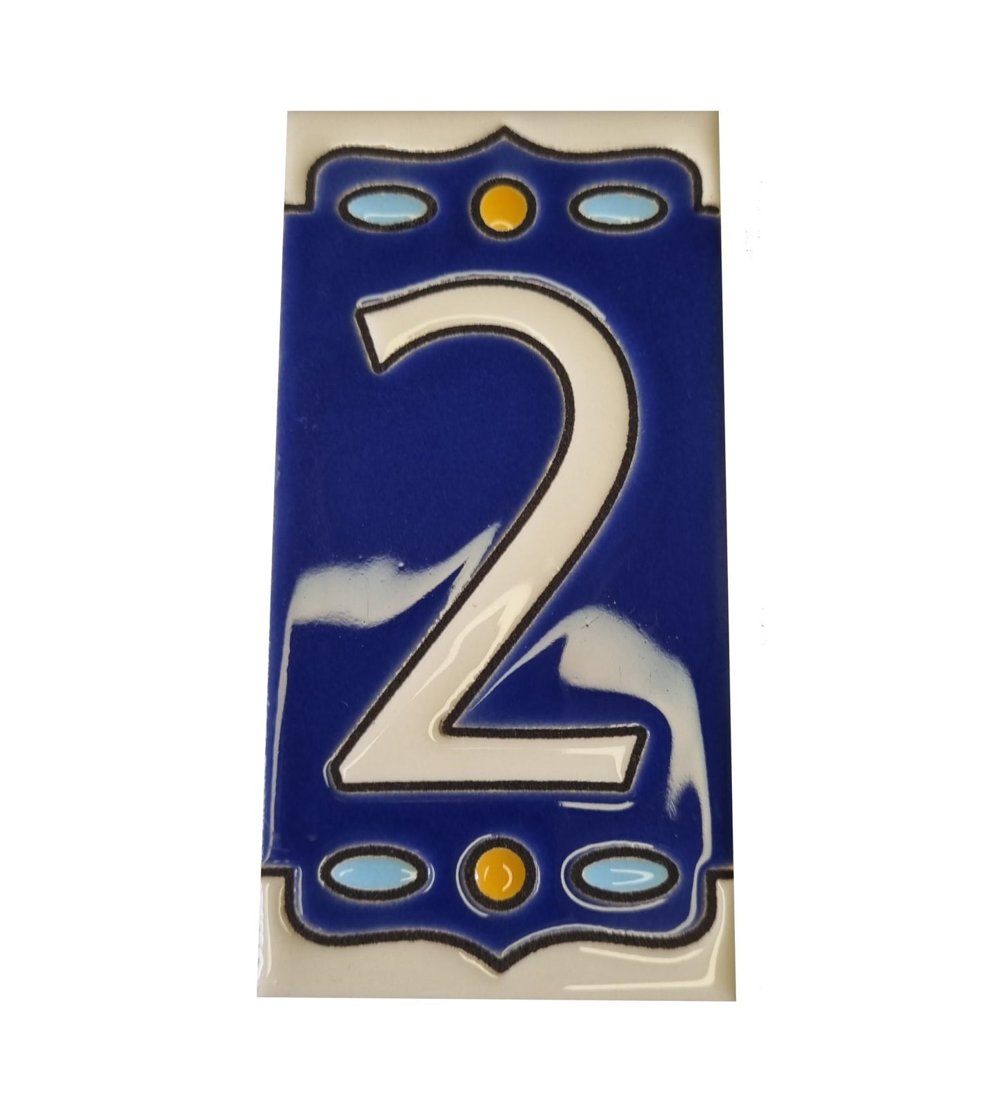 Hand-painted Nazari M-1 Ceramic House Number Tiies 11 x 5.5cm