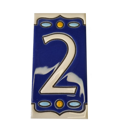 Hand-painted Nazari M-1 Ceramic House Number Tiies 11 x 5.5cm