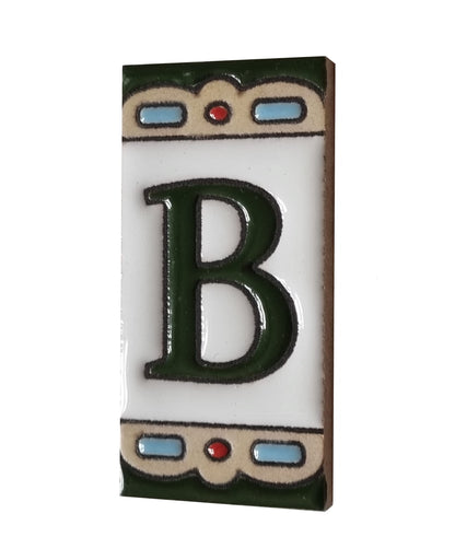 Hand-painted Mini-Green Ceramic House Number Tiles 7.5 x 3.7 cm