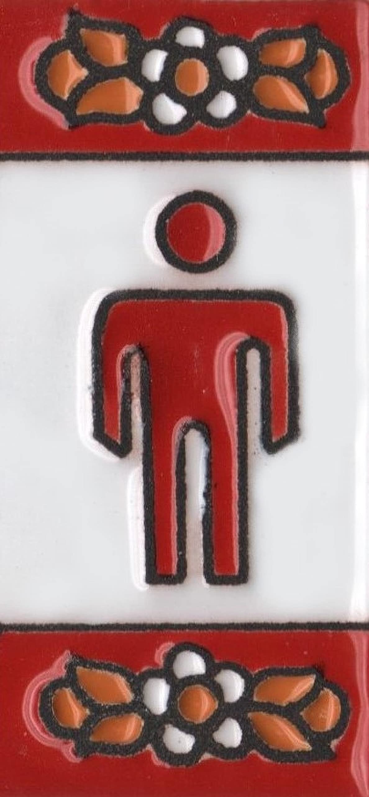 Ceramic House Tile Numbers & Letters, Red Floral Design, Tile Size: 7.5cm x 3.5cm, 2 to 10 Tile Frames