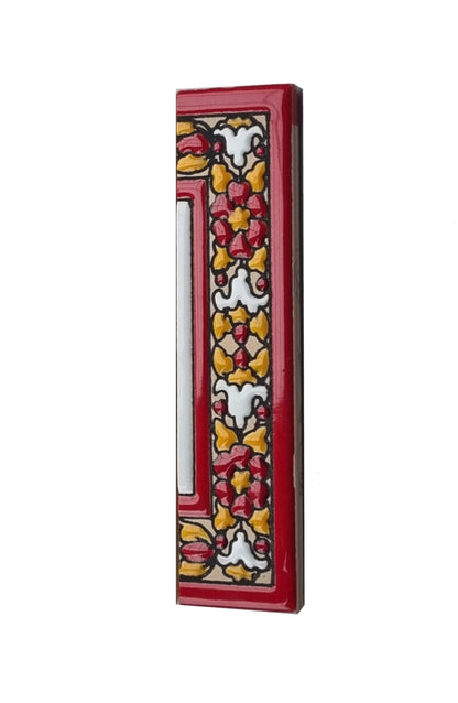 Spanish Floral Roja Ceramic House Number Tiles 11 x 5.5 cm