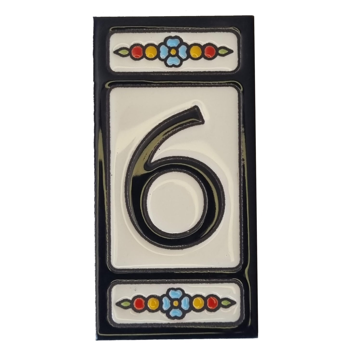 Hand-painted Atalaya M-5 Black Ceramic 11 x 5.5 cm or 2.165 x 4.331 inch House Number Tiles