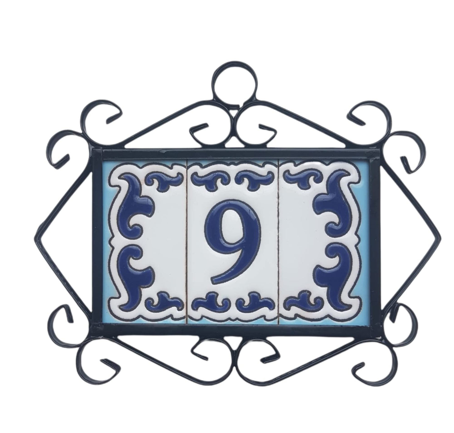 Spanish Hand-Painted Ceramic House Number Tiles | MD-02 | 7.5x3.7cm