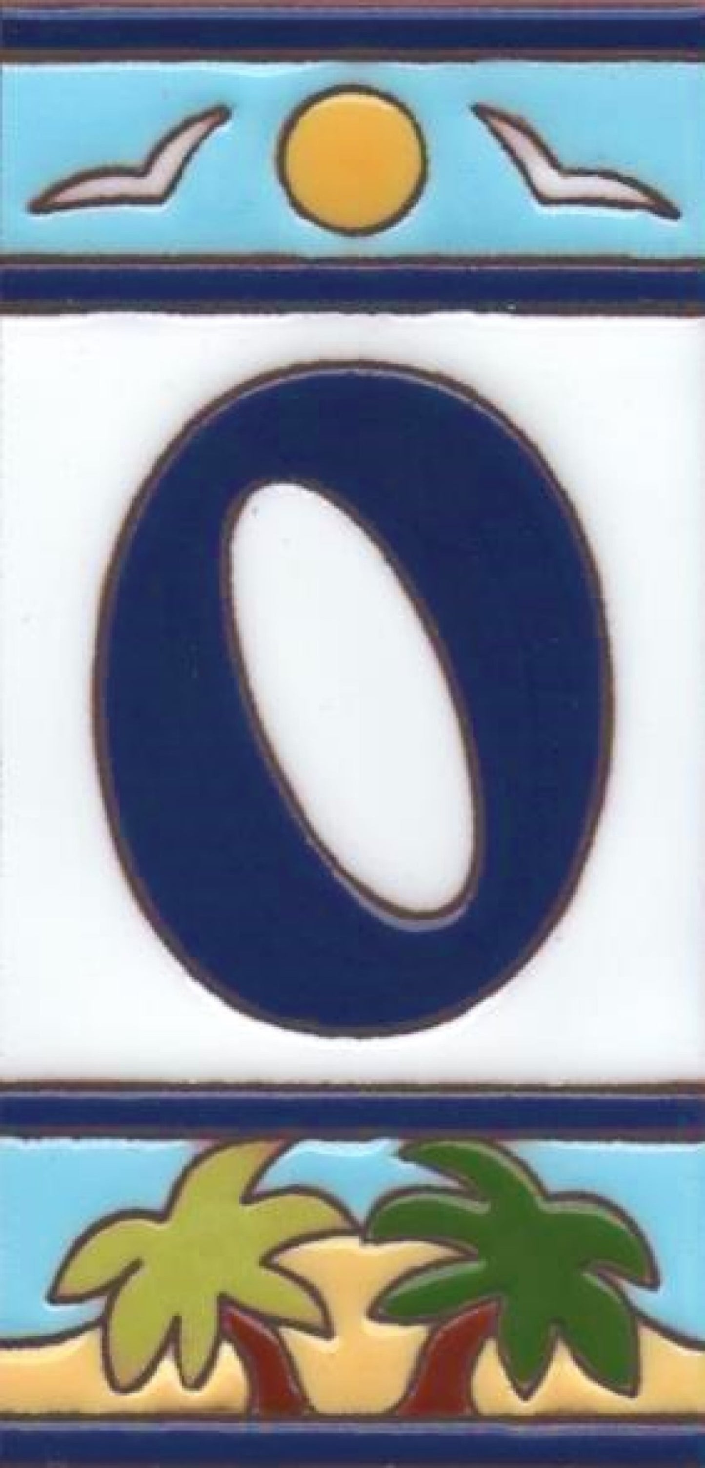 Beach Designed Ceramic House Number Tiles 15 x 7.5 cm