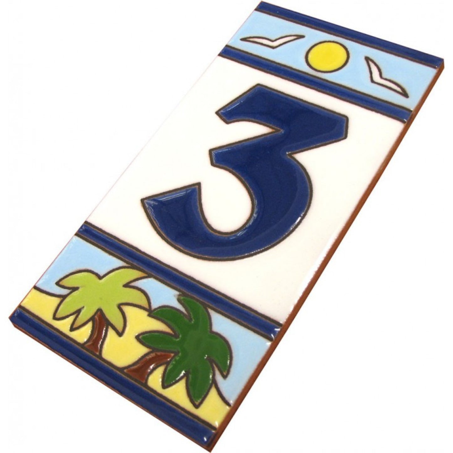 Beach Designed Ceramic House Number Tiles 15 x 7.5 cm