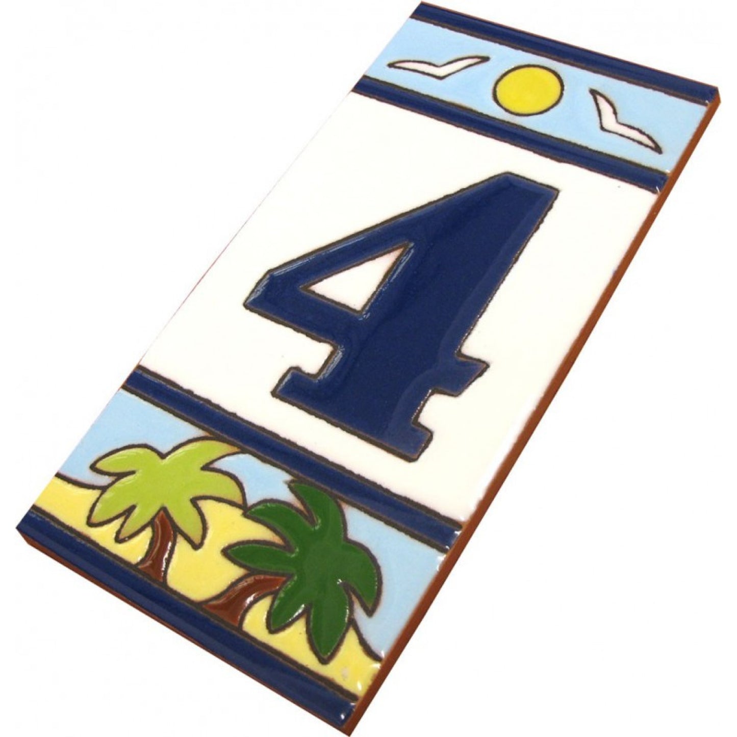 Beach Designed Ceramic House Number Tiles 15 x 7.5 cm