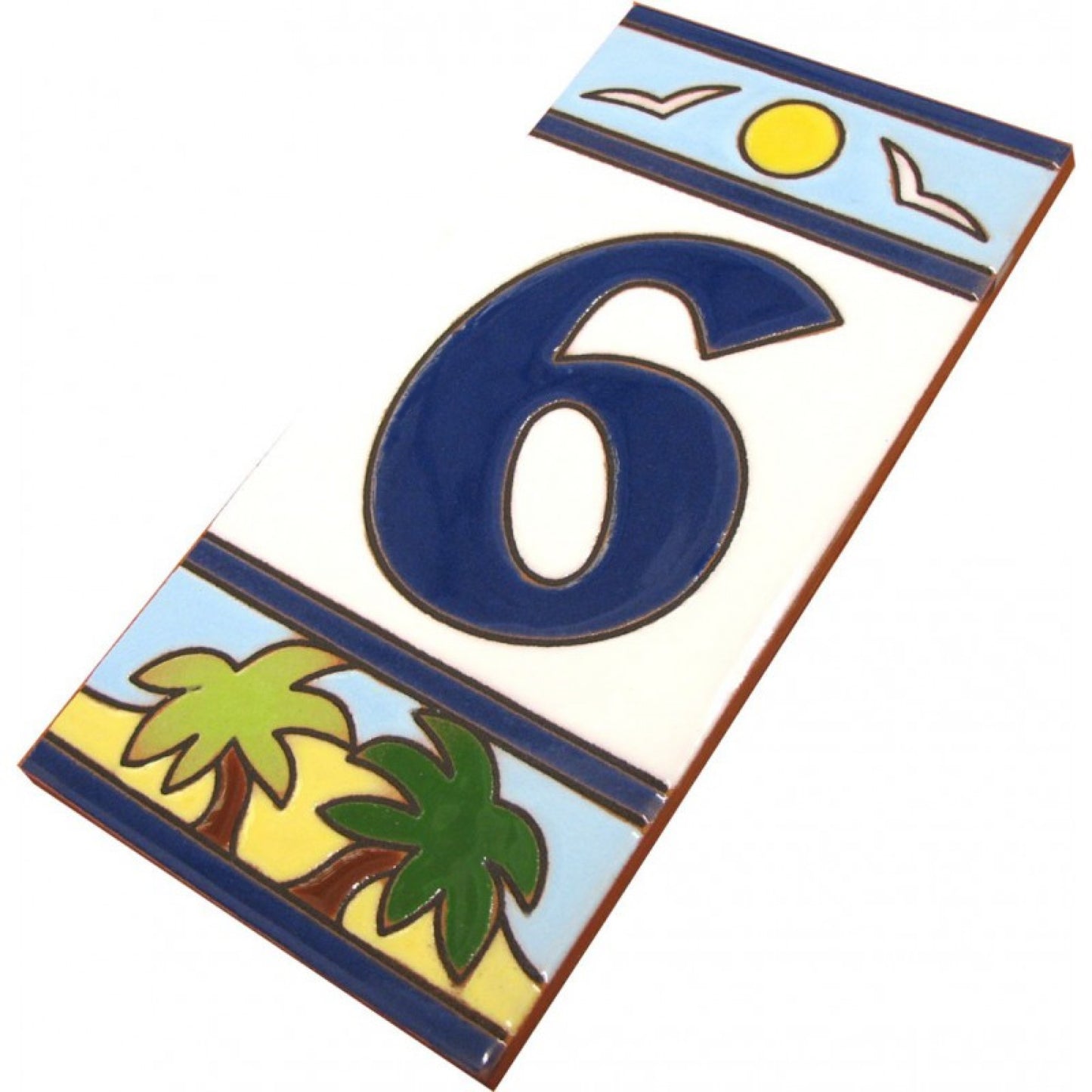 Beach Designed Ceramic House Number Tiles 15 x 7.5 cm