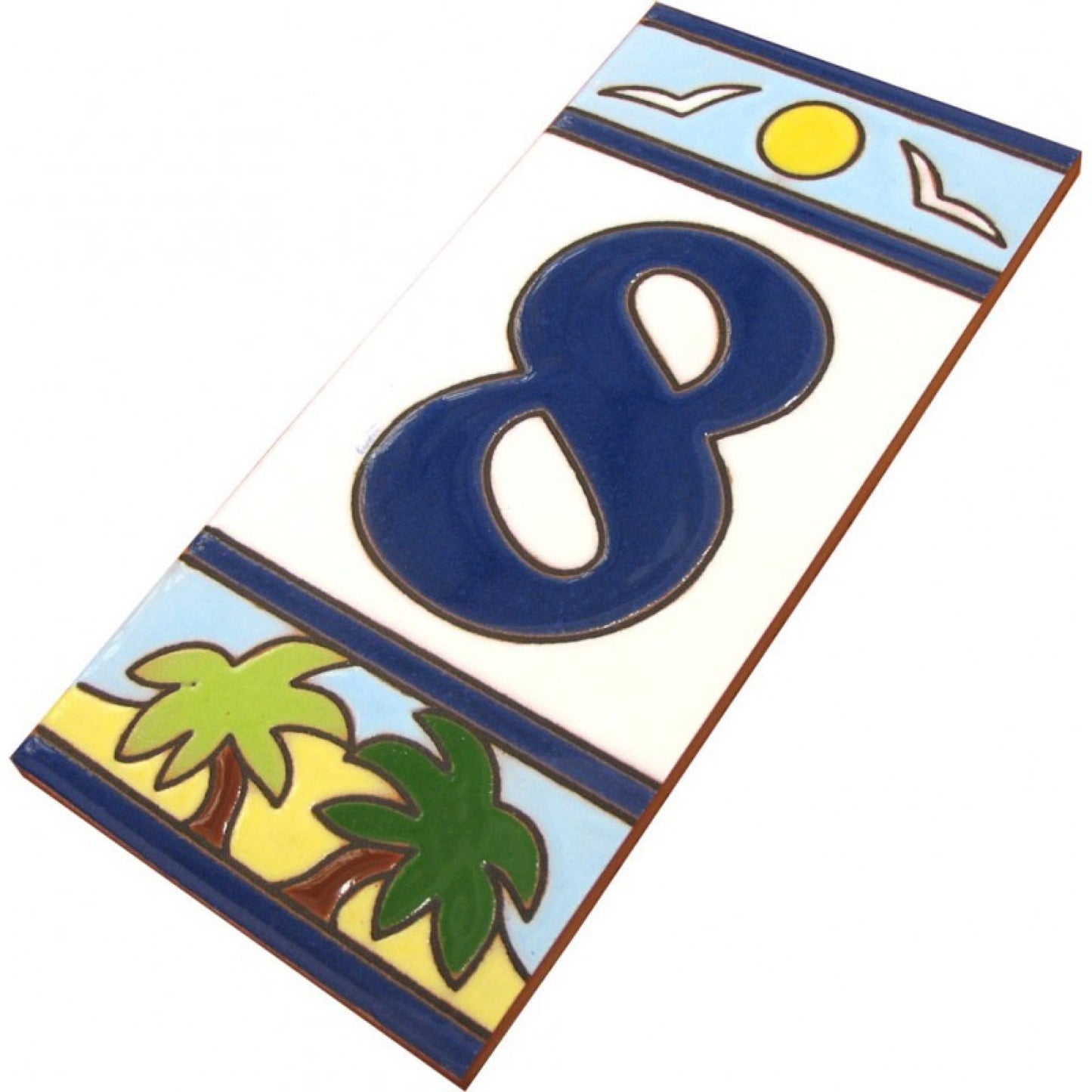 Beach Designed Ceramic House Number Tiles 15 x 7.5 cm