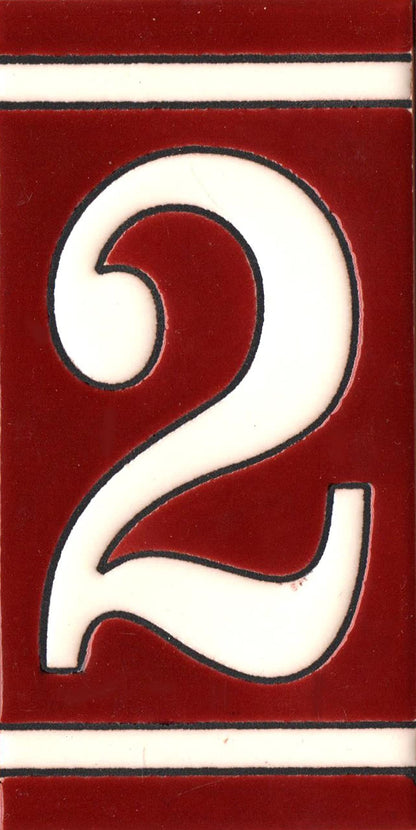 Hand-Painted French Designed Red Number Tiles 4.3' x 2.2' 11 x 5.5cm & Optional Metal Frames