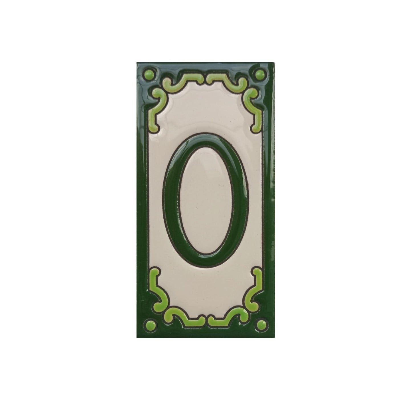 Hand-Painted Jacho Green House Number Tiles 11 x 5.5 cm