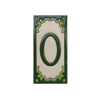Hand-Painted Jacho Green House Number Tiles 11 x 5.5 cm