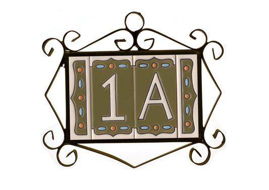 Hand-painted Ceramic House number Tiles Nazari M-2 Ceramic 11 x 5.5cm