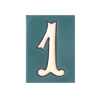 Hand-painted Matte Blue & White Ceramic House Number Tiles 10 x 7.5 cm