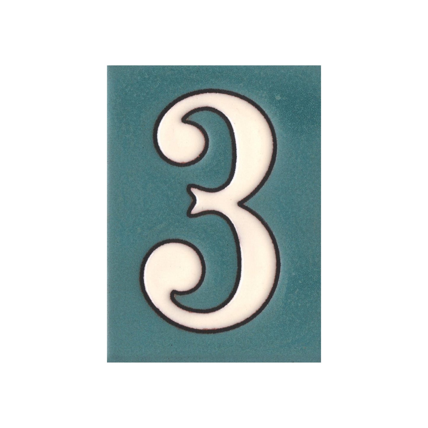 Hand-painted Matte Blue & White Ceramic House Number Tiles 10 x 7.5 cm