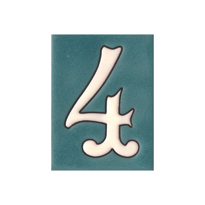 Hand-painted Matte Blue & White Ceramic House Number Tiles 10 x 7.5 cm