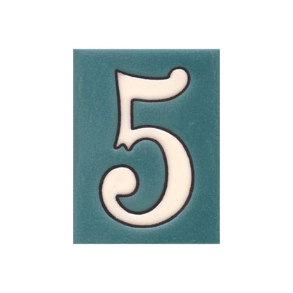 Hand-painted Matte Blue & White Ceramic House Number Tiles 10 x 7.5 cm