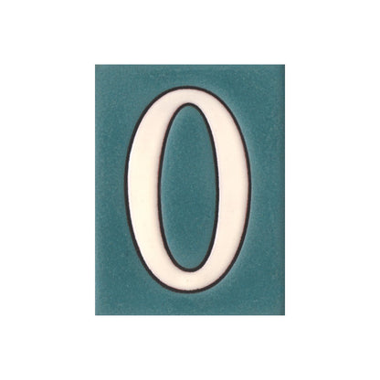 Hand-painted Matte Blue & White Ceramic House Number Tiles 10 x 7.5 cm