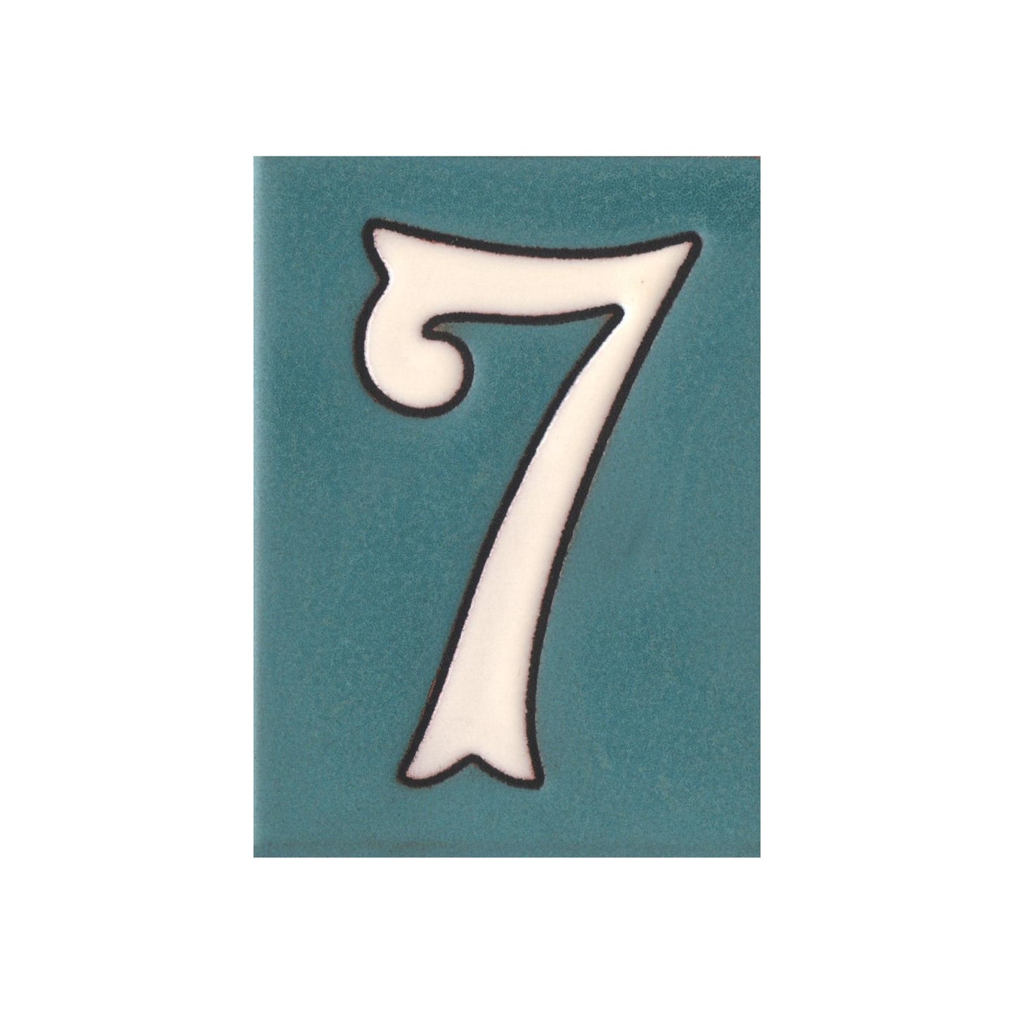 Hand-painted Matte Blue & White Ceramic House Number Tiles 10 x 7.5 cm