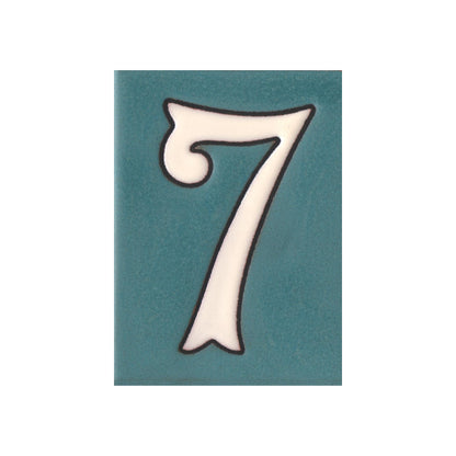 Hand-painted Matte Blue & White Ceramic House Number Tiles 10 x 7.5 cm