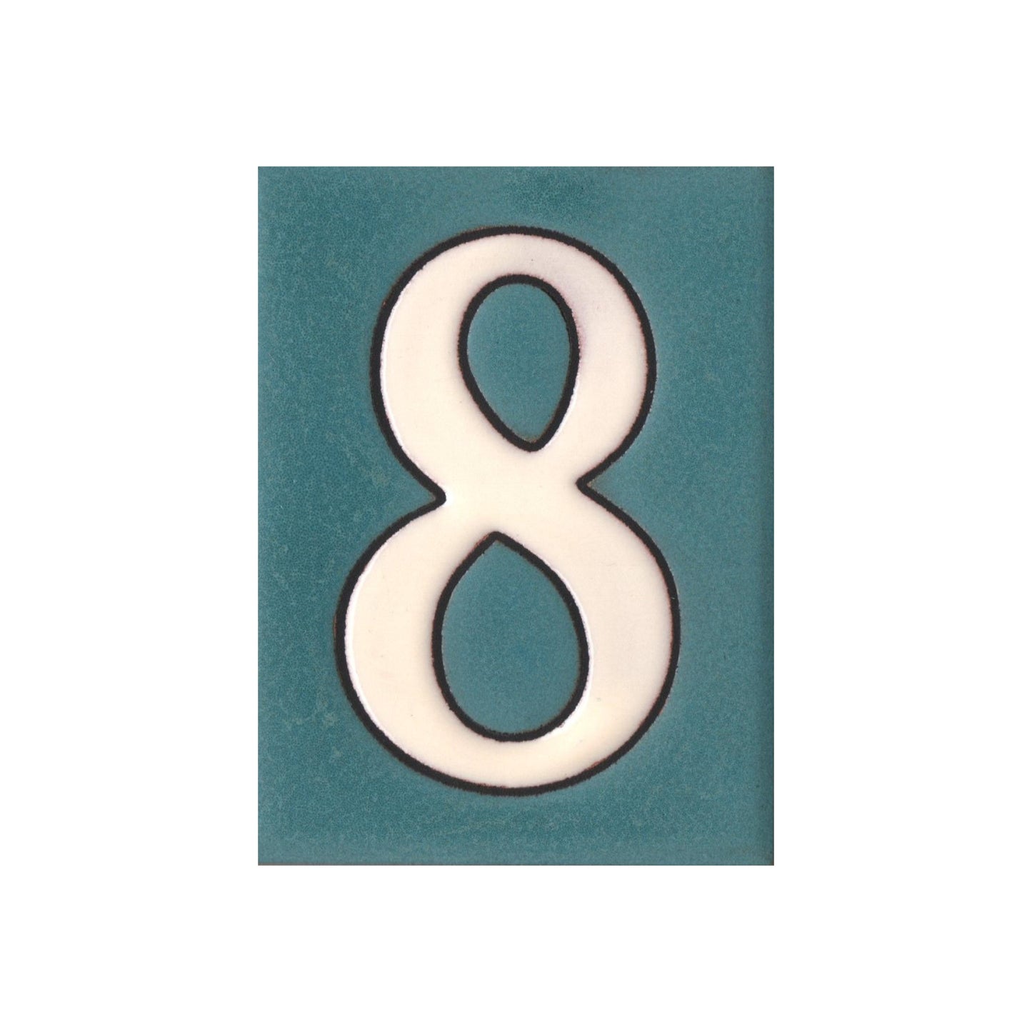 Hand-painted Matte Blue & White Ceramic House Number Tiles 10 x 7.5 cm