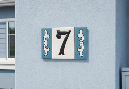 Hand-painted Costa Black & White Ceramic House Number Tiles 10 x 7.5cm