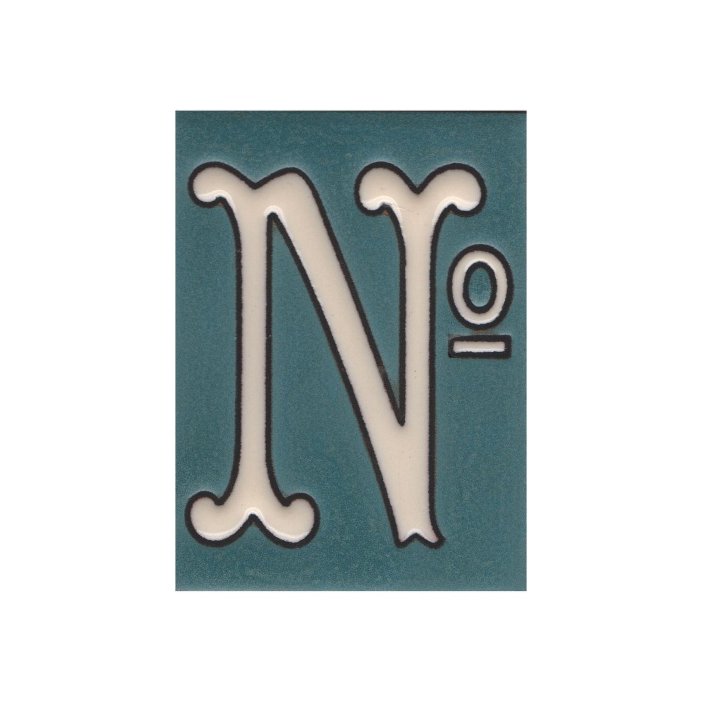 Hand-painted Matte Blue & White Ceramic House Number Tiles 10 x 7.5 cm