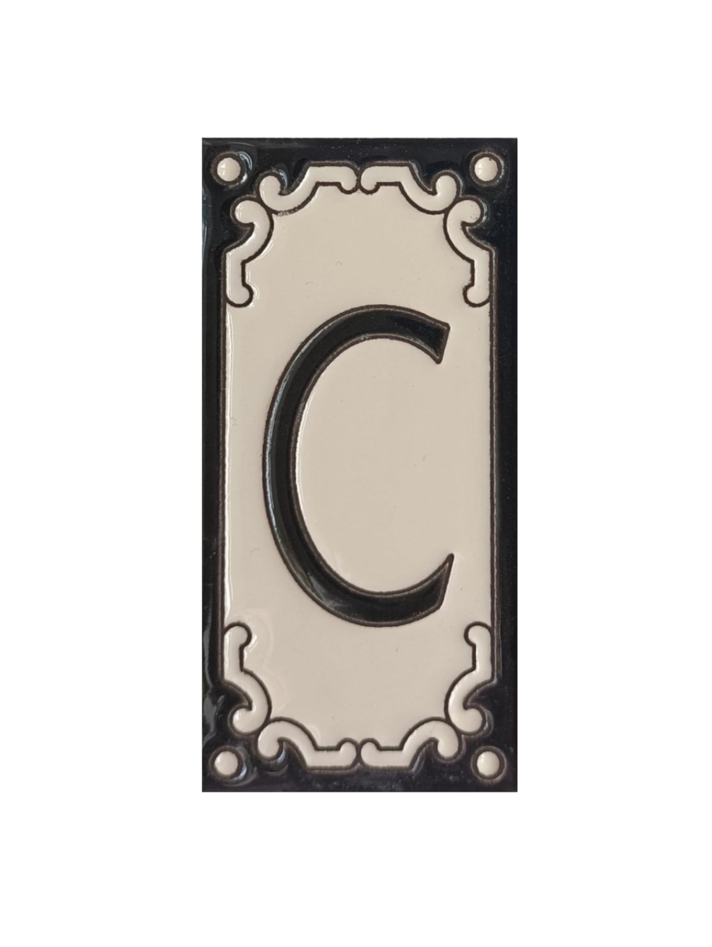 Jacho Black Hand-Painted Ceramic Number Tiles 11 x 5.5 cm