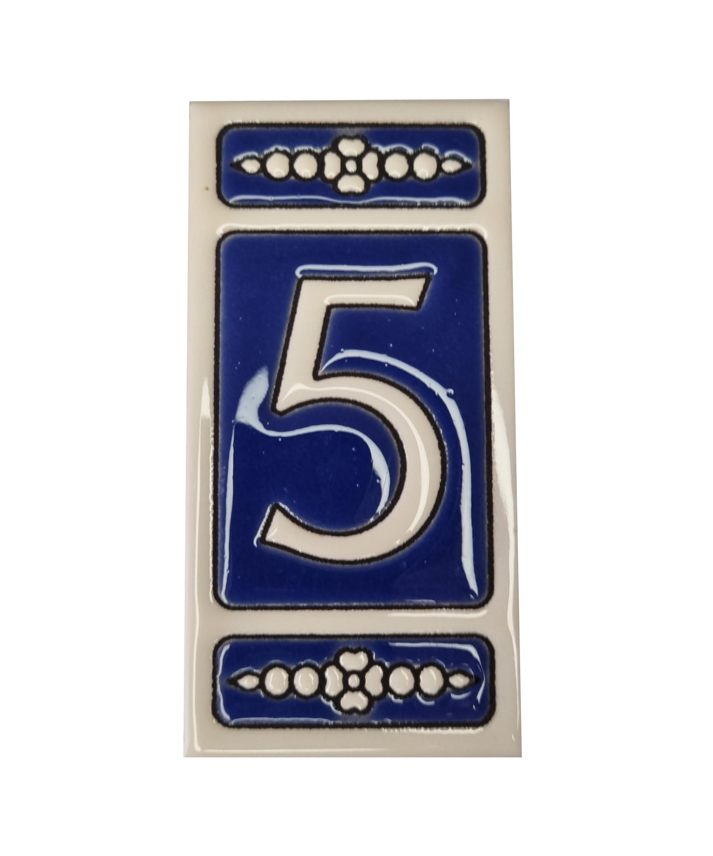 Atalaya M-3 Blue Hand-Painted Ceramic House Number Tiles 11 x 5.5 cm