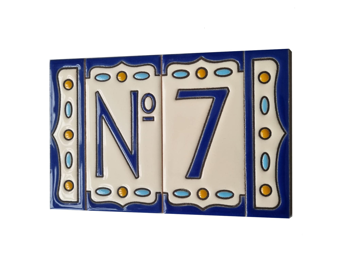 Nazari M-5 Spanish Hand-painted Ceramic House Number Tiles 11 x 5.5 cm