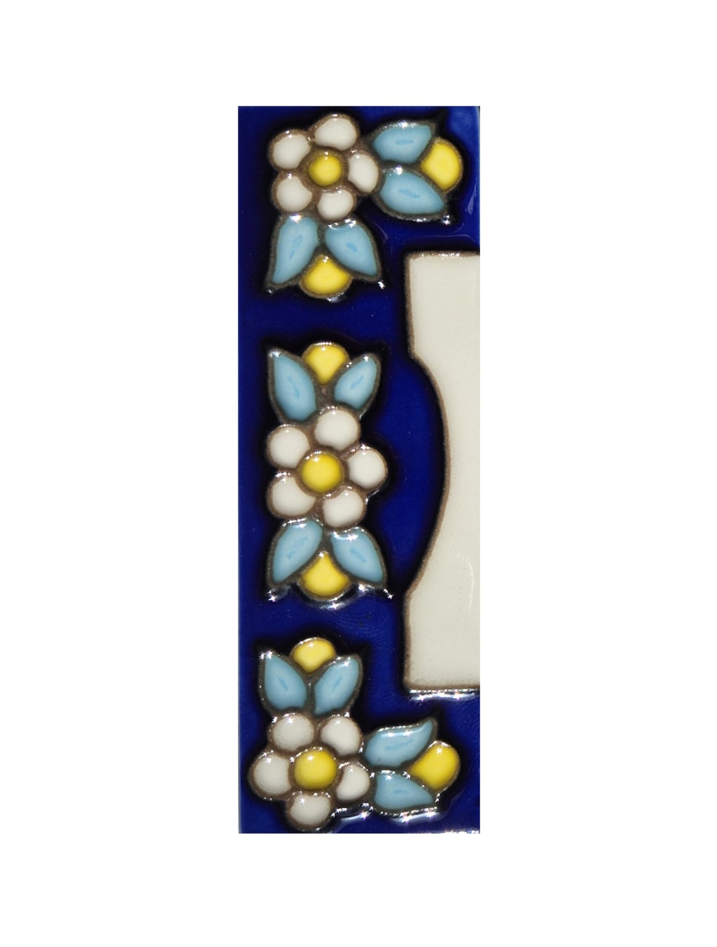 Blue Floral Ceramic House Number Tiles 10 x 3.3 cm