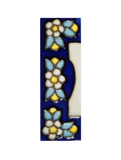 Blue Floral Ceramic House Number Tiles 10 x 3.3 cm