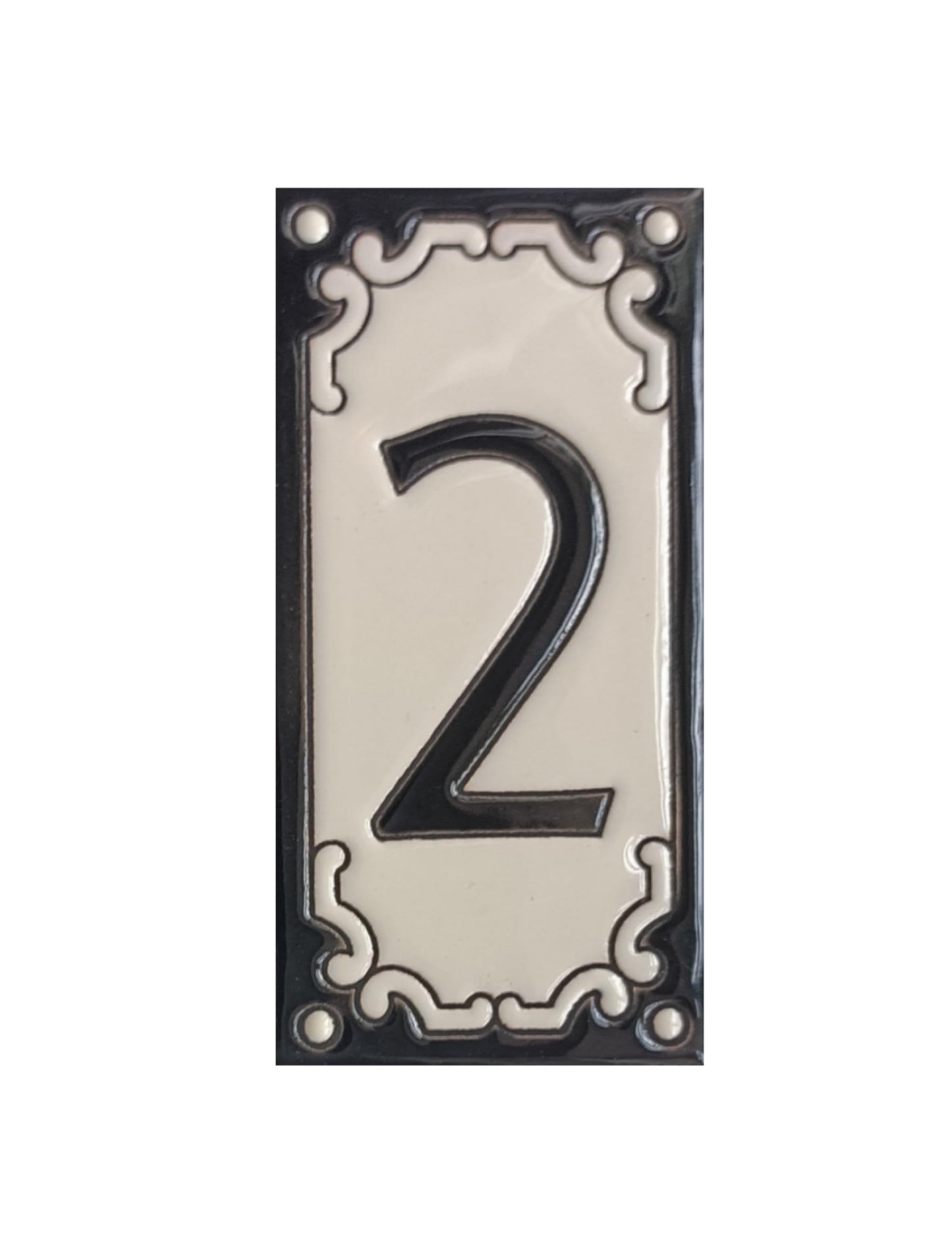 Jacho Black Hand-Painted Ceramic Number Tiles 11 x 5.5 cm