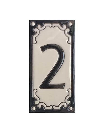 Jacho Black Hand-Painted Ceramic Number Tiles 11 x 5.5 cm