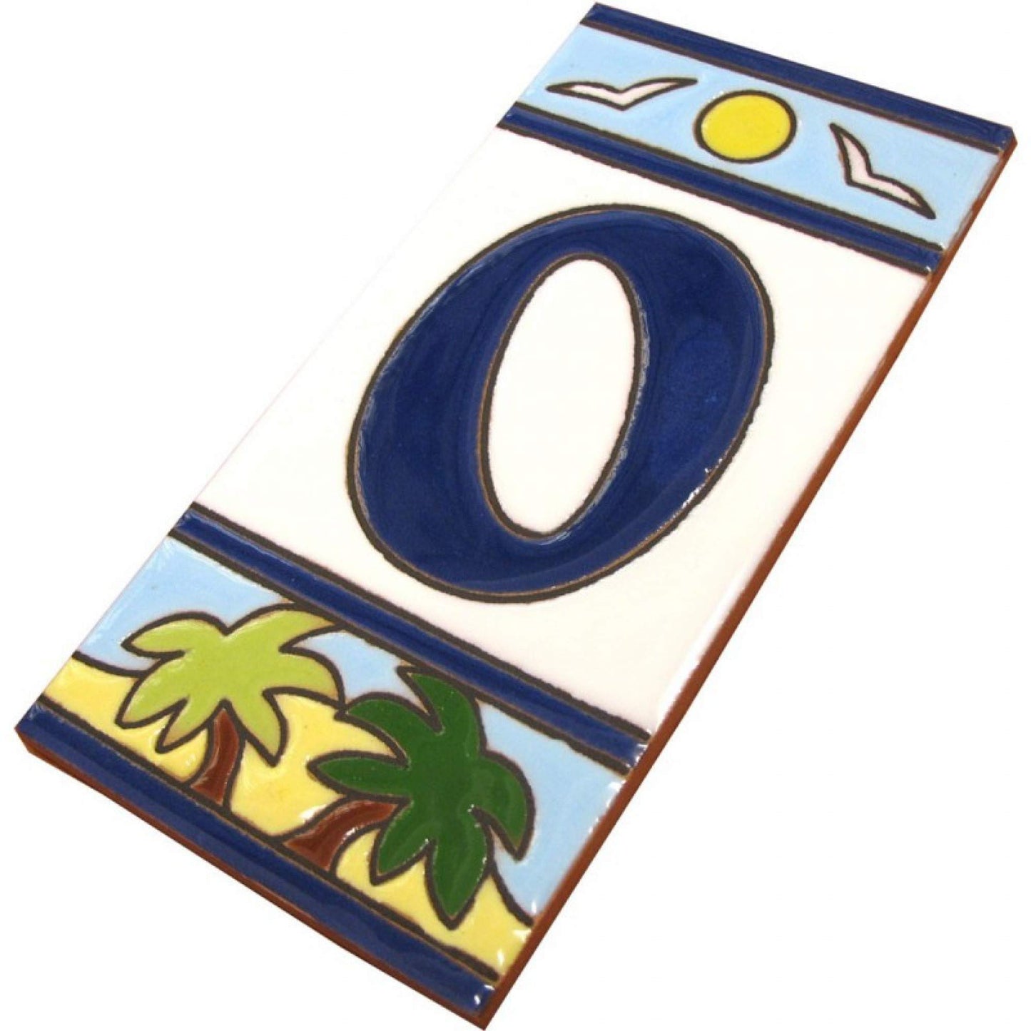 Beach Designed Ceramic House Number Tiles 15 x 7.5 cm