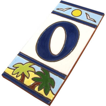 Beach Designed Ceramic House Number Tiles 15 x 7.5 cm