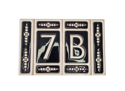 Spanish Hand-painted Atalaya M-6 Ceramic House Number Tiles 11 x 5.5 cm
