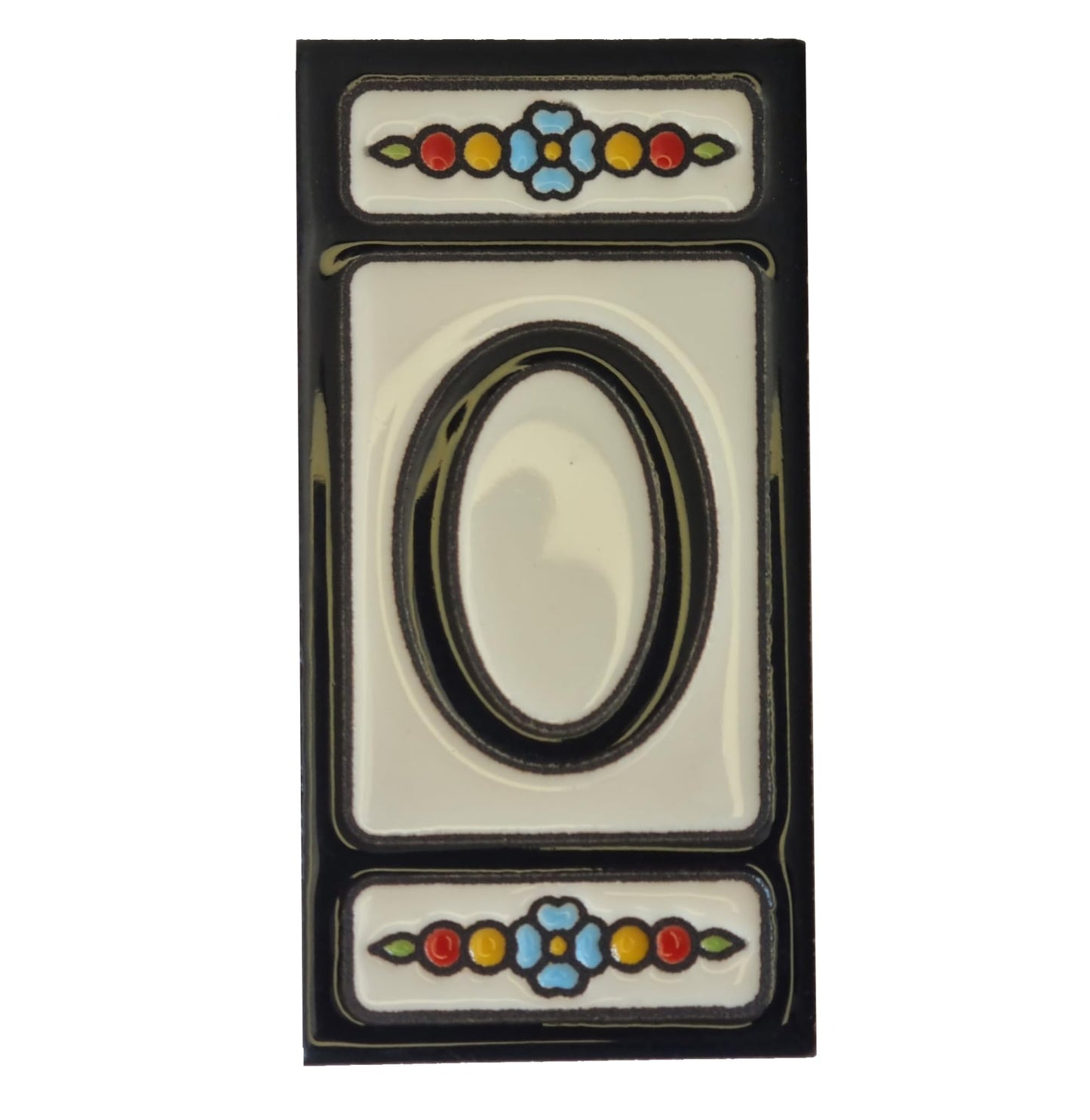 Hand-painted Atalaya M-5 Black Ceramic 11 x 5.5 cm or 2.165 x 4.331 inch House Number Tiles