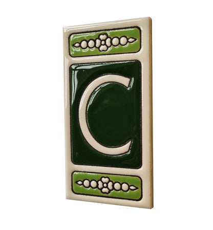 Atalaya Green Hand-Painted Ceramic House Number Tiles 11 x 5.5cm