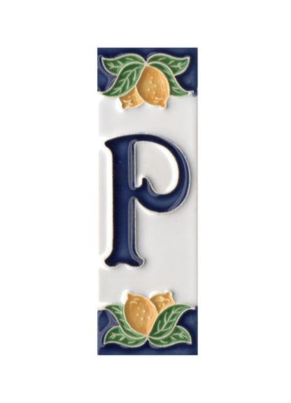 Italian Ceramic Lemon House Numbers & Letters Tiles 10 x 3.3 cm