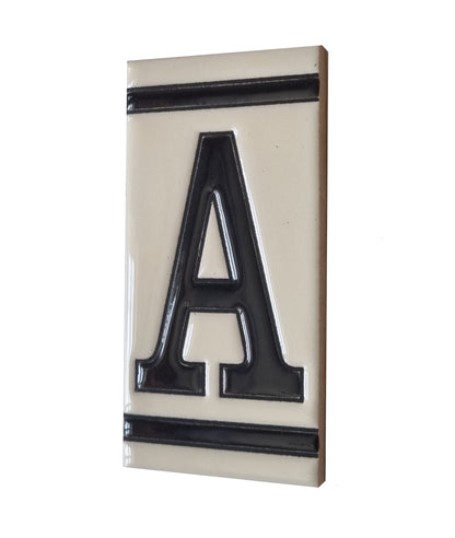 French White Classic Hand-Painted House Number Tiles 4.3' x 2.2' 11 x 5.5cm & Optional Metal Frames