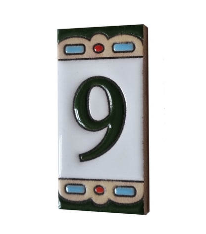 Hand-painted Mini-Green Ceramic House Number Tiles 7.5 x 3.7 cm