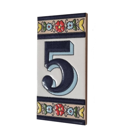 Altea Spanish Hand-painted Ceramic 11 x 5.5 cm or 2.165 x 4.331 inch House Number Tiles