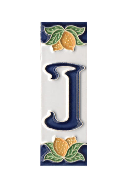Italian Ceramic Lemon House Numbers & Letters Tiles 10 x 3.3 cm