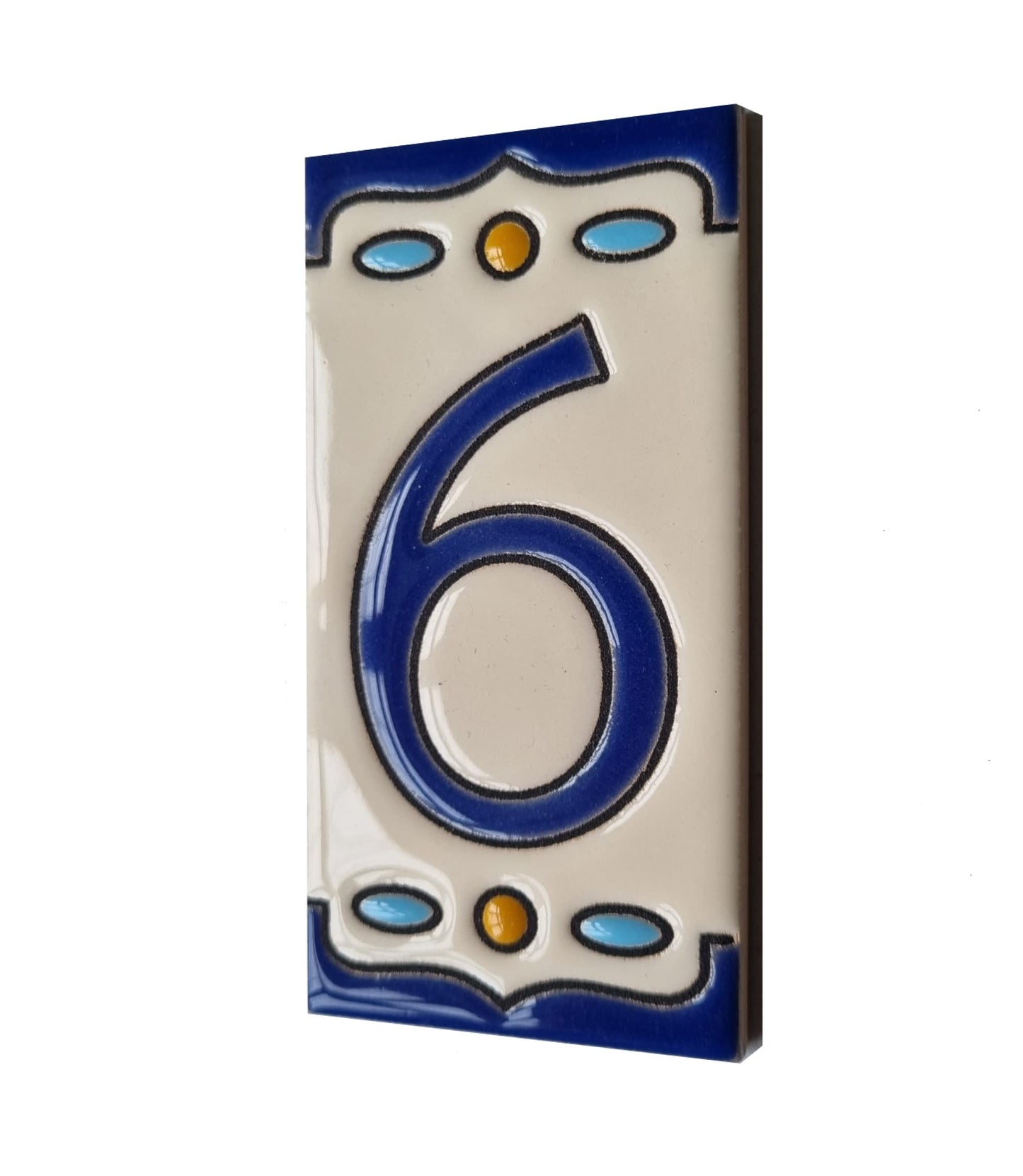Nazari M-5 Spanish Hand-painted Ceramic House Number Tiles 11 x 5.5 cm