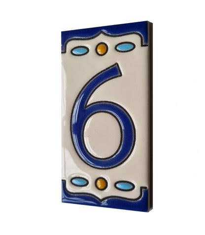 Nazari M-5 Spanish Hand-painted Ceramic House Number Tiles 11 x 5.5 cm