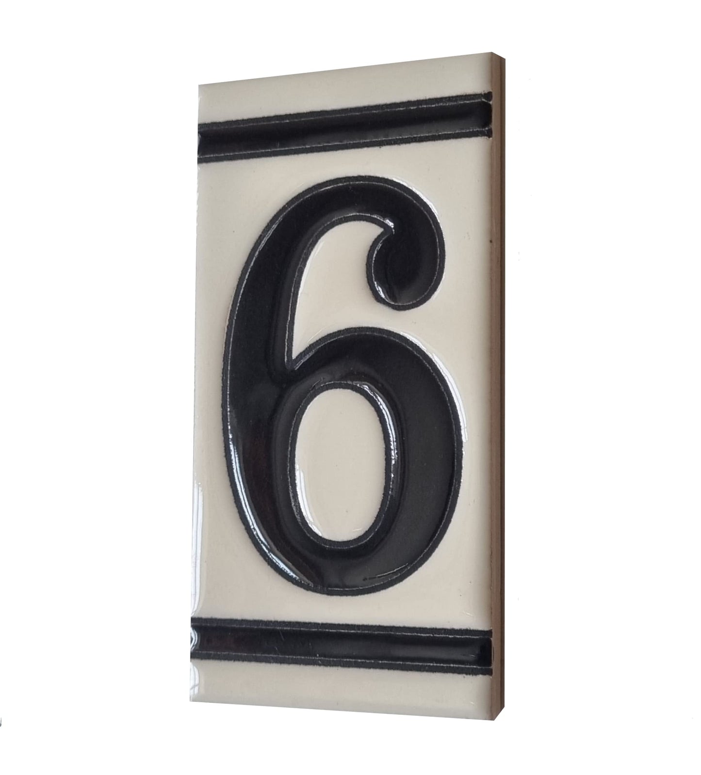 French White Classic Hand-Painted House Number Tiles 4.3' x 2.2' 11 x 5.5cm & Optional Metal Frames